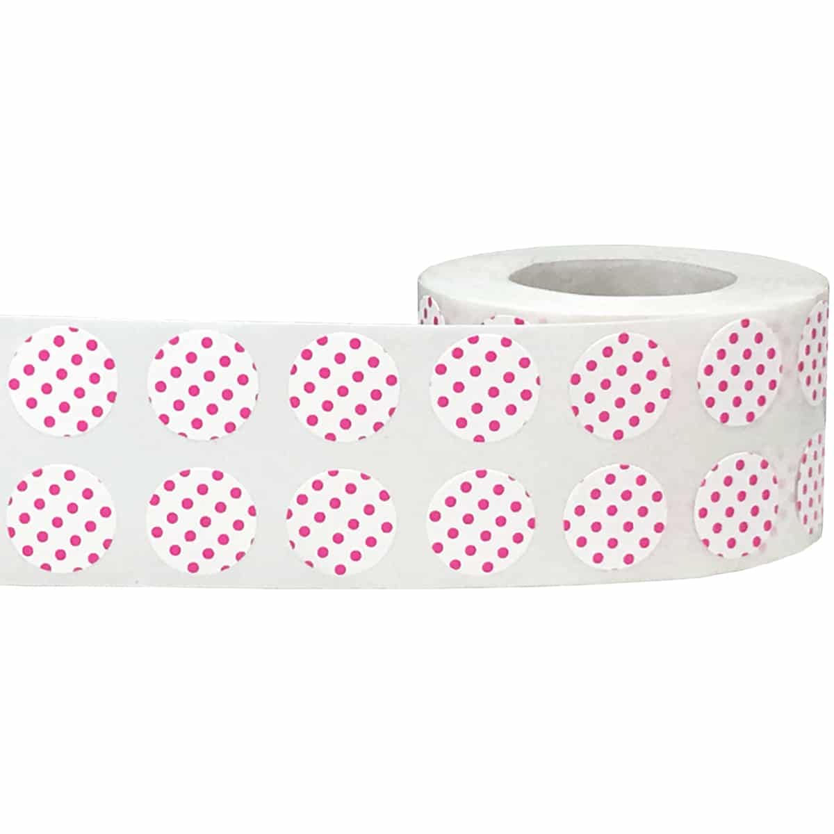Polka Dot Stickers White With Hot Pink 1/2" Round QTY 1,000 Polka Dot Stickers White With Hot Pink 1/2" Round QTY 1,000