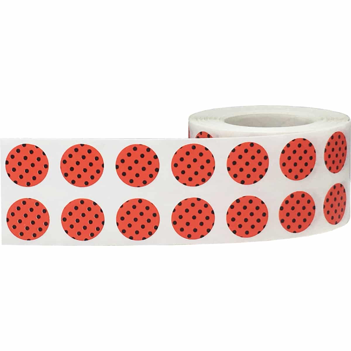 Polka Dot Stickers Red With Black 1/2" Round QTY 1,000