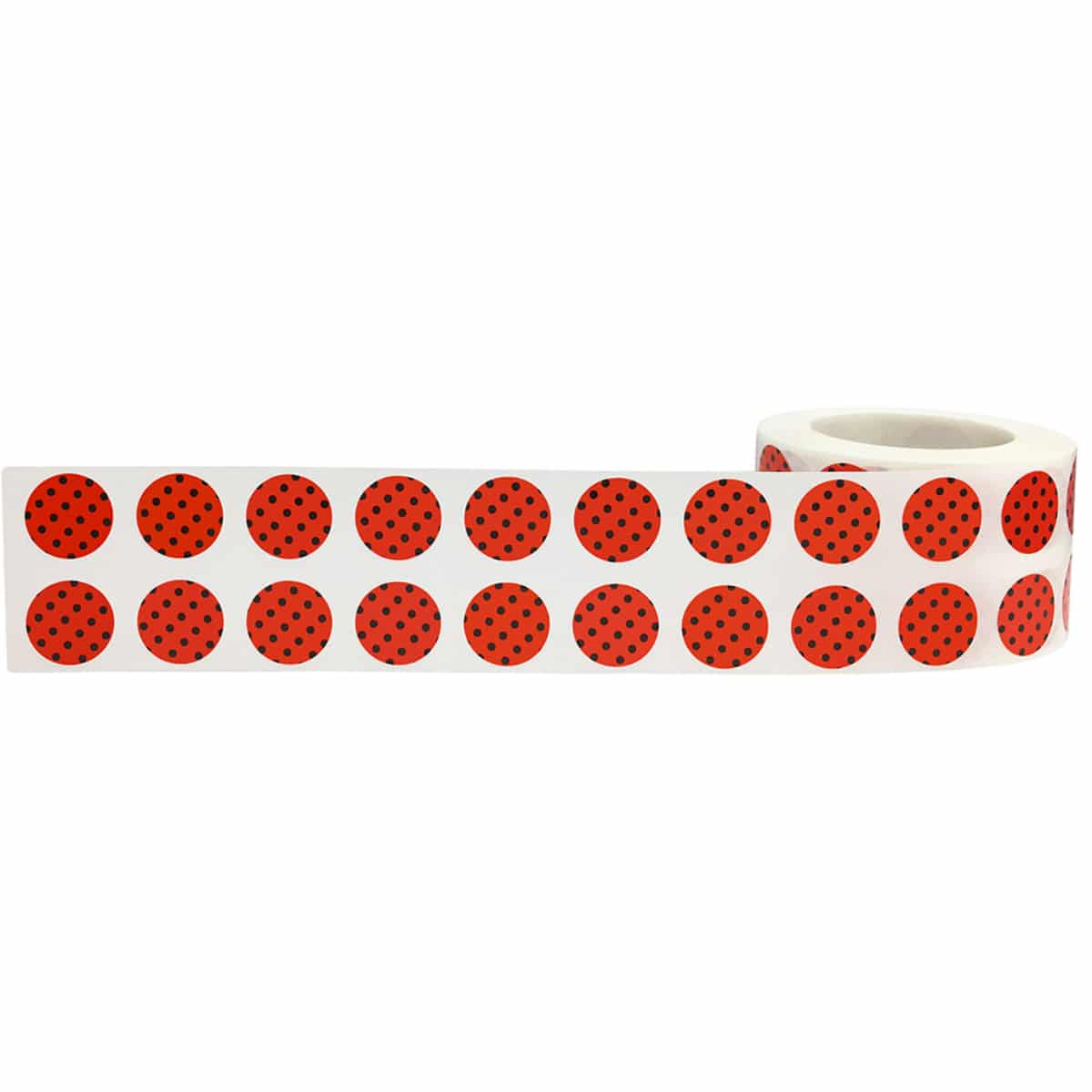 Polka Dot Stickers Red With Black 1/2" Round QTY 1,000