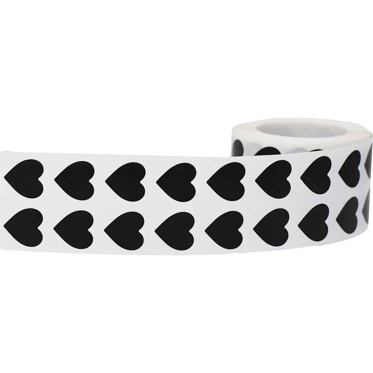 Small Black Heart Stickers 1/2" QTY 1,000