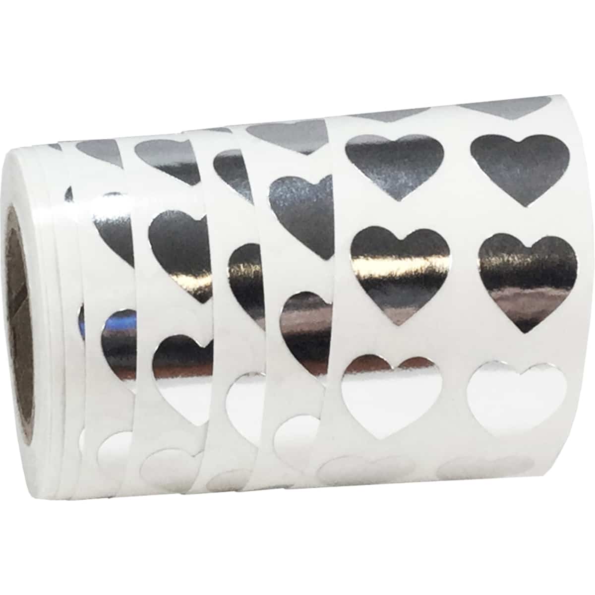 Small Metallic Silver Heart Stickers 1/2" QTY 1,000