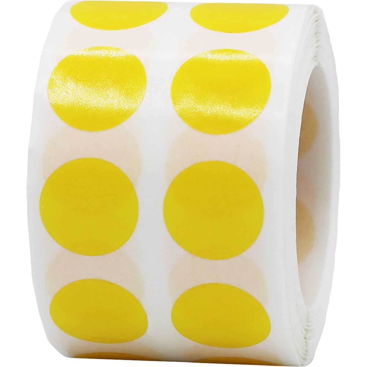 Transparent Yellow Dot Stickers 1/2" Round QTY 1,000