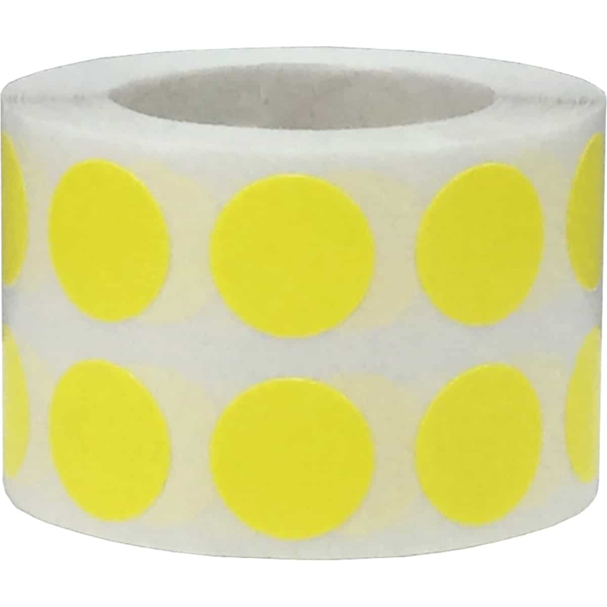 Small Hot Yellow Dot Stickers 1/2" Round QTY 1,000