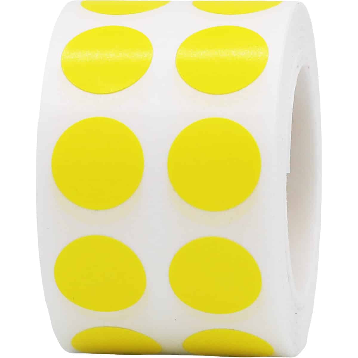 Small Hot Yellow Dot Stickers 1/2" Round QTY 1,000