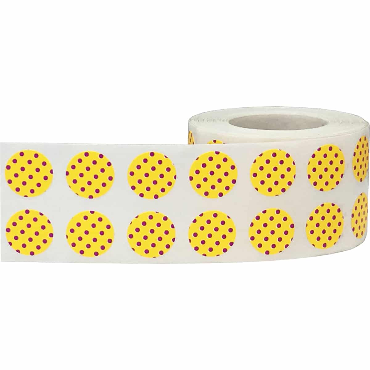 Polka Dot Stickers Yellow With Lilac 1/2" Round QTY 1,000