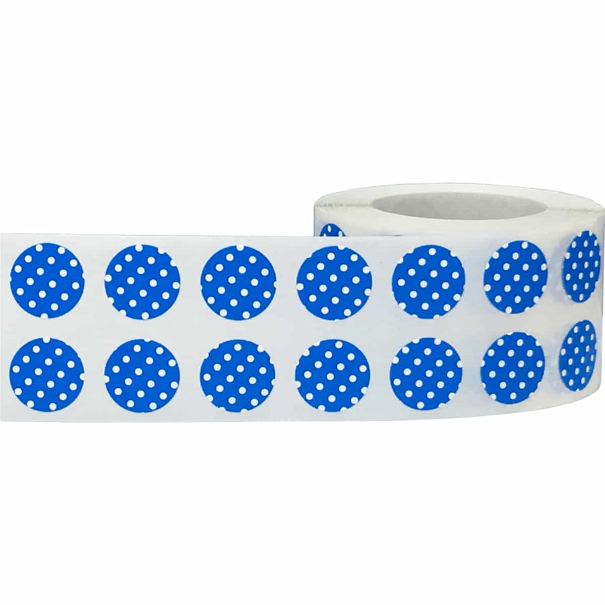 Polka Dot Stickers Blue With White 1/2" Round QTY 1,000