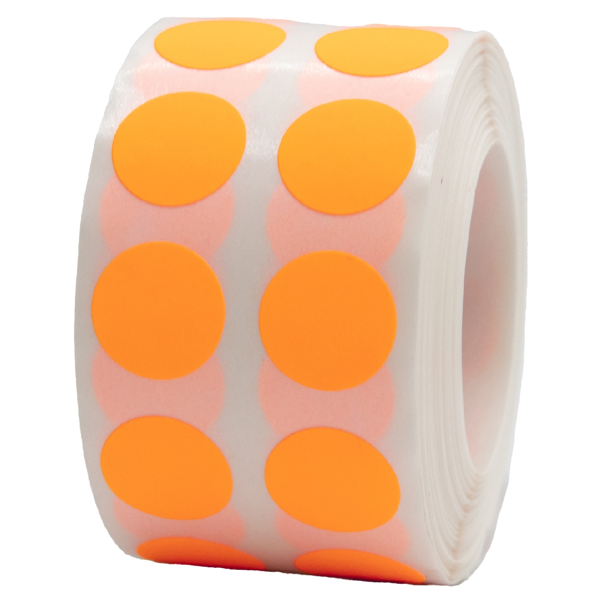 Small Fluorescent Orange Dot Stickers 1/2" Round QTY 1,000