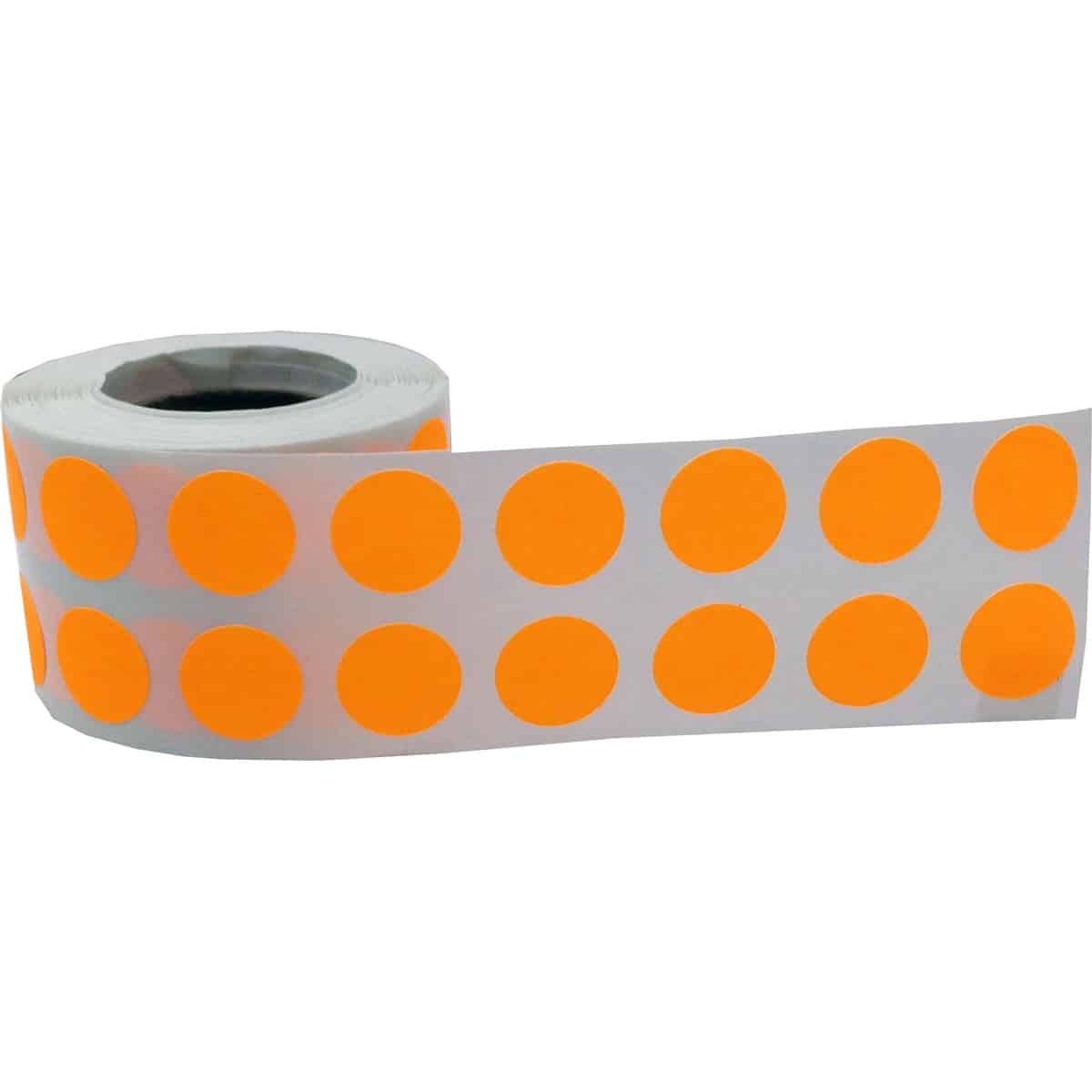 Small Fluorescent Orange Dot Stickers 1/2" Round QTY 1,000