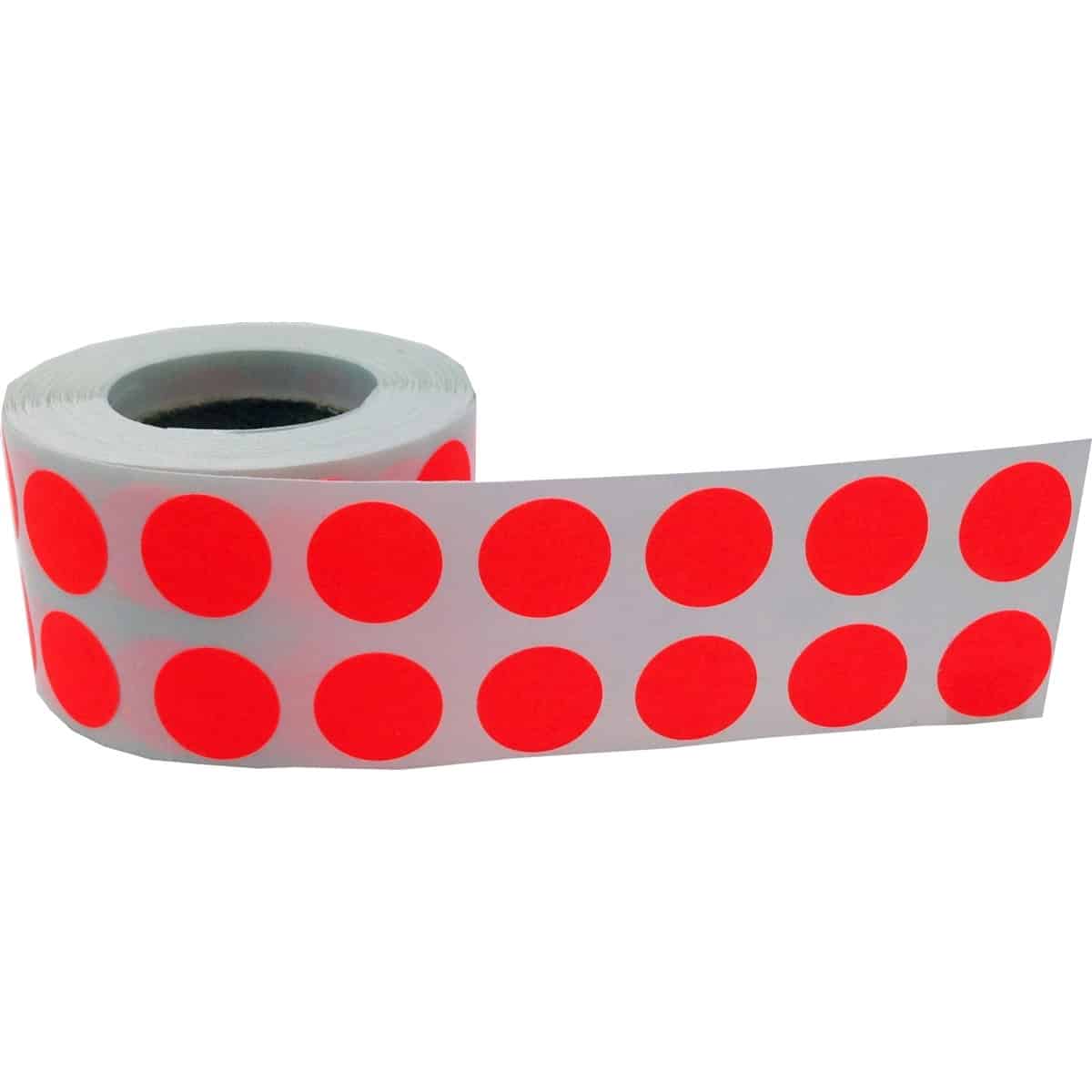 Small Fluorescent Red Dot Stickers 1/2" Round QTY 1,000