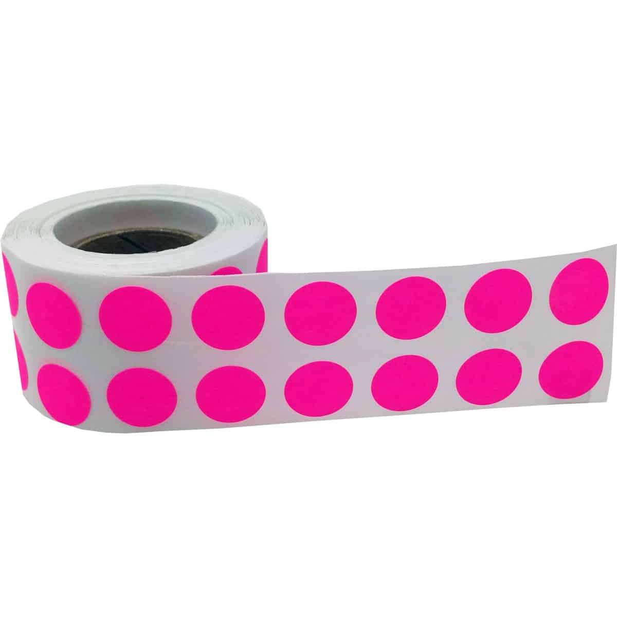 Small Fluorescent Pink Dot Stickers 1/2" Round QTY 1,000