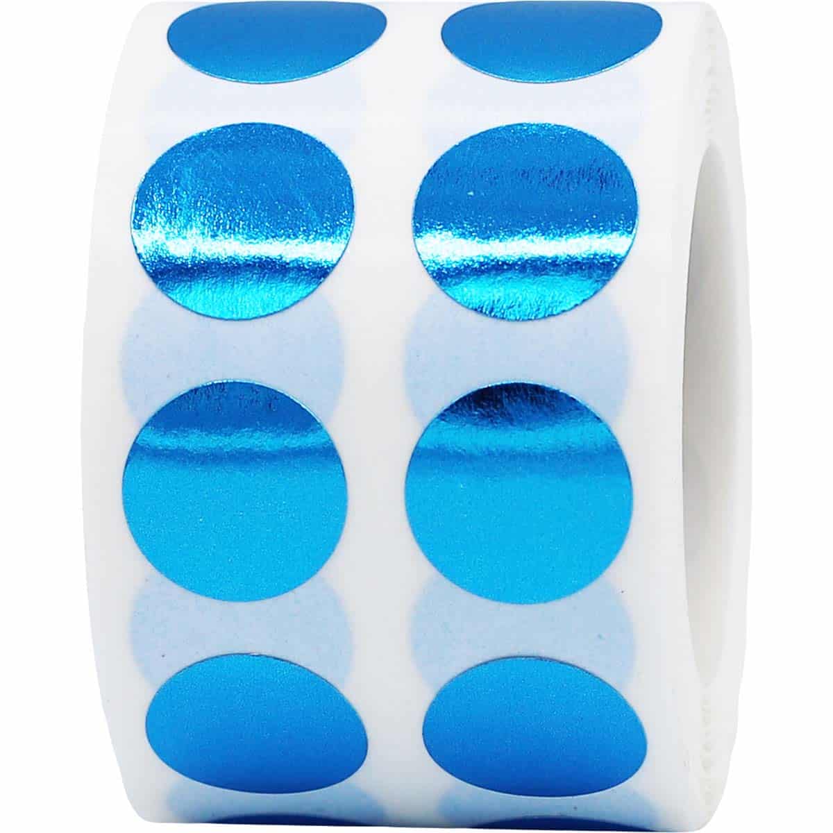 Small Metallic Blue Dot Stickers 1/2" Round QTY 1,000