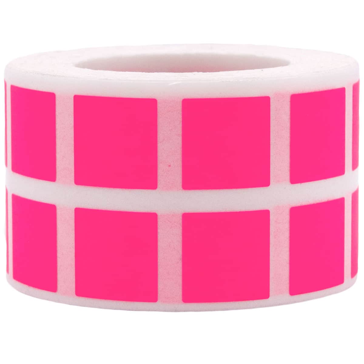Small Fluorescent Pink Stickers 1/2" Square Quantity 1,000 Small Fluorescent Pink Stickers 1/2" Square Quantity 1,000