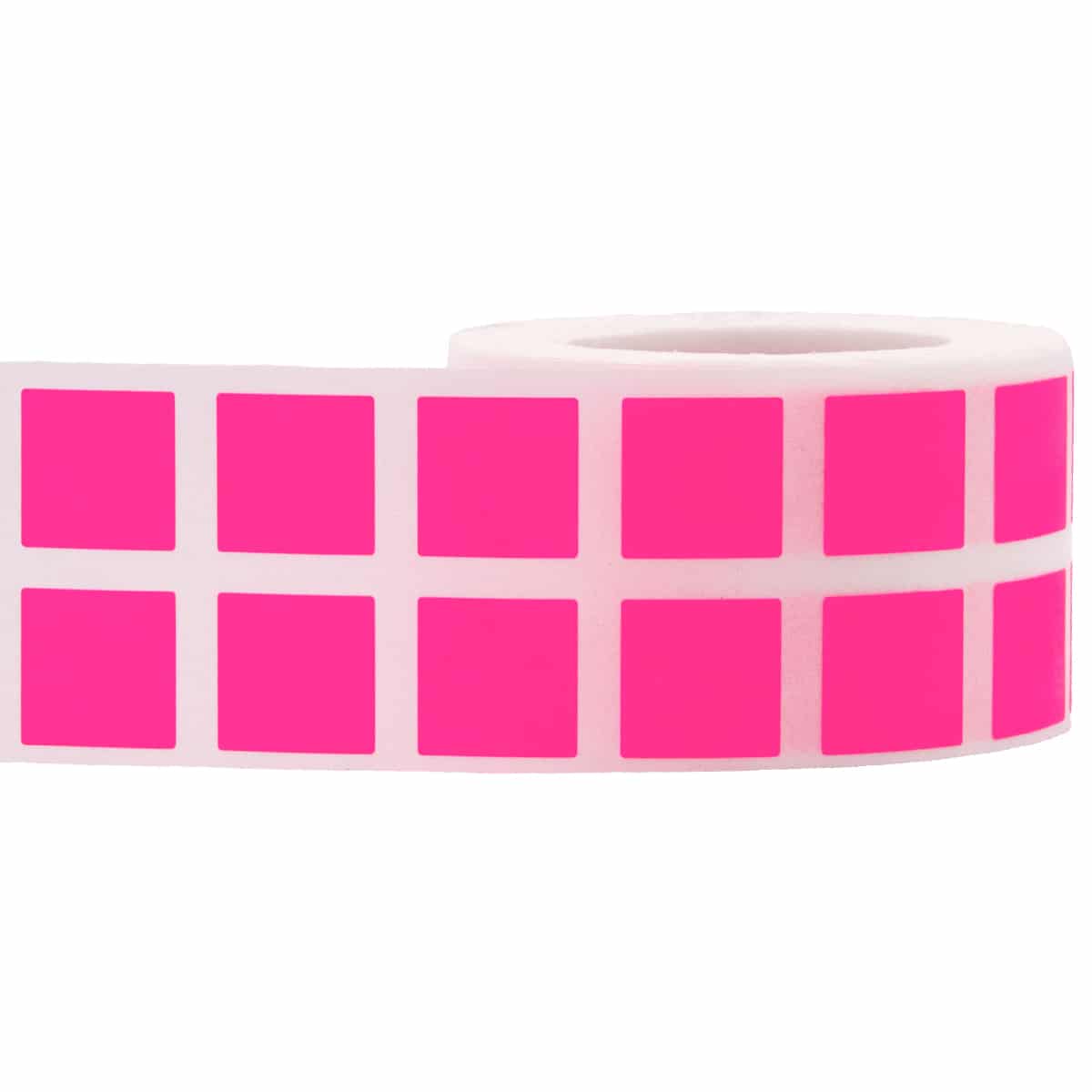 Small Fluorescent Pink Stickers 1/2" Square Quantity 1,000 Small Fluorescent Pink Stickers 1/2" Square Quantity 1,000