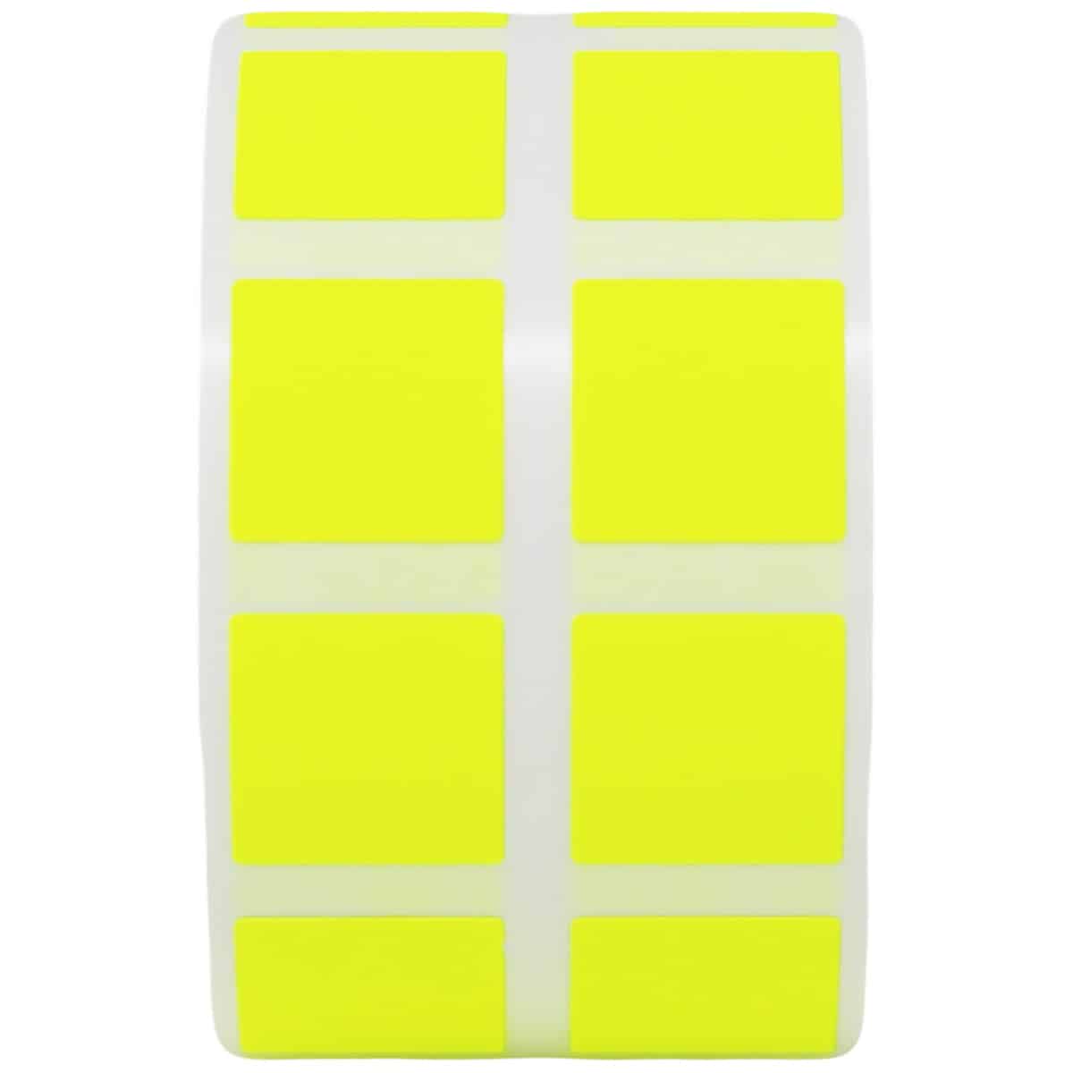 Small Fluorescent Yellow Stickers 1/2" Square Quantity 1,000 Small Fluorescent Yellow Stickers 1/2" Square Quantity 1,000