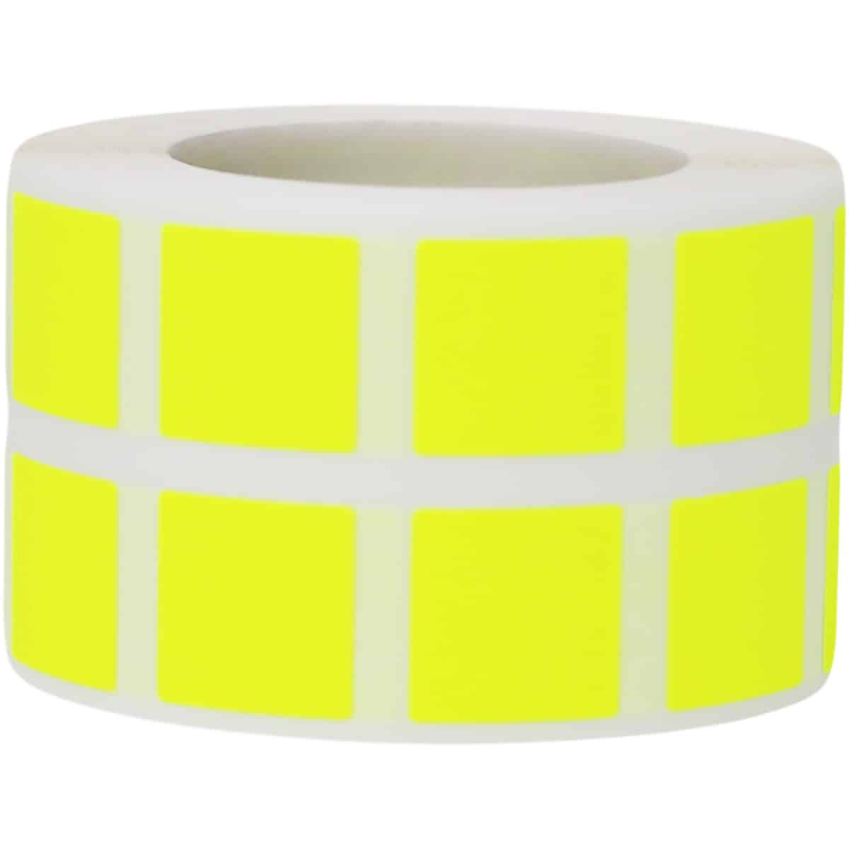 Small Fluorescent Yellow Stickers 1/2" Square Quantity 1,000 Small Fluorescent Yellow Stickers 1/2" Square Quantity 1,000