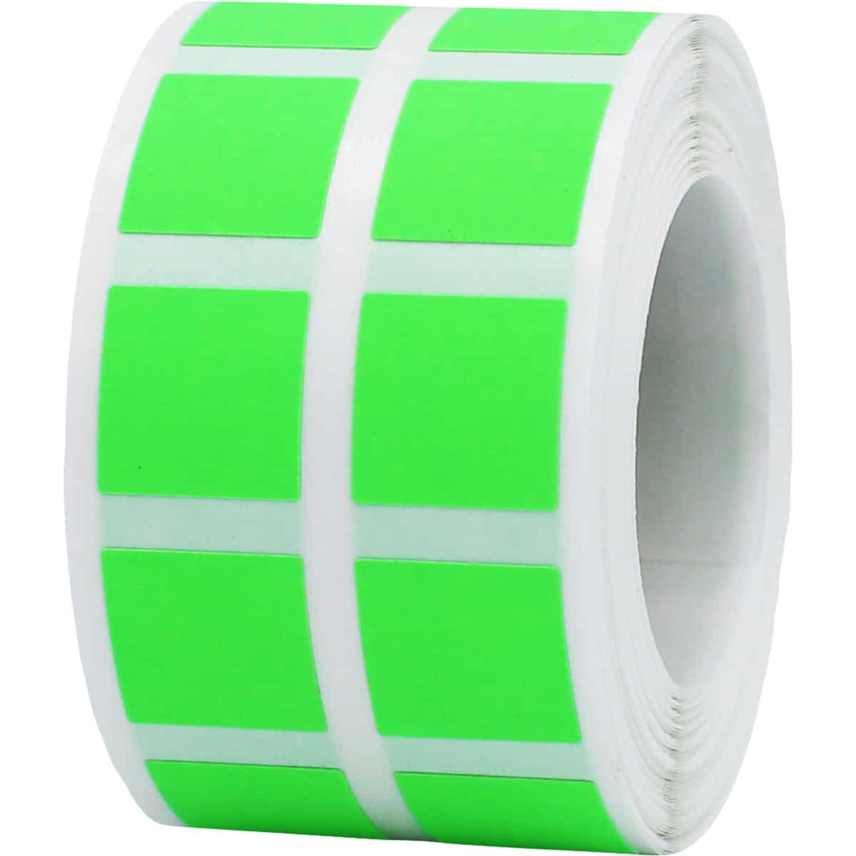 Small Fluorescent Green Stickers 1/2" Square Quantity 1,000 Small Fluorescent Green Stickers 1/2" Square Quantity 1,000