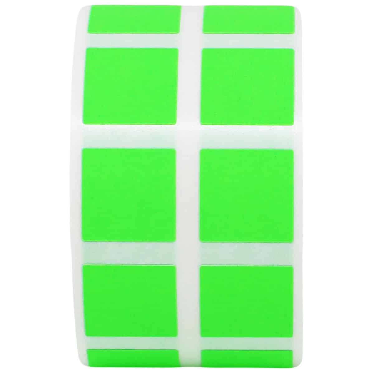 Small Fluorescent Green Stickers 1/2" Square Quantity 1,000 Small Fluorescent Green Stickers 1/2" Square Quantity 1,000