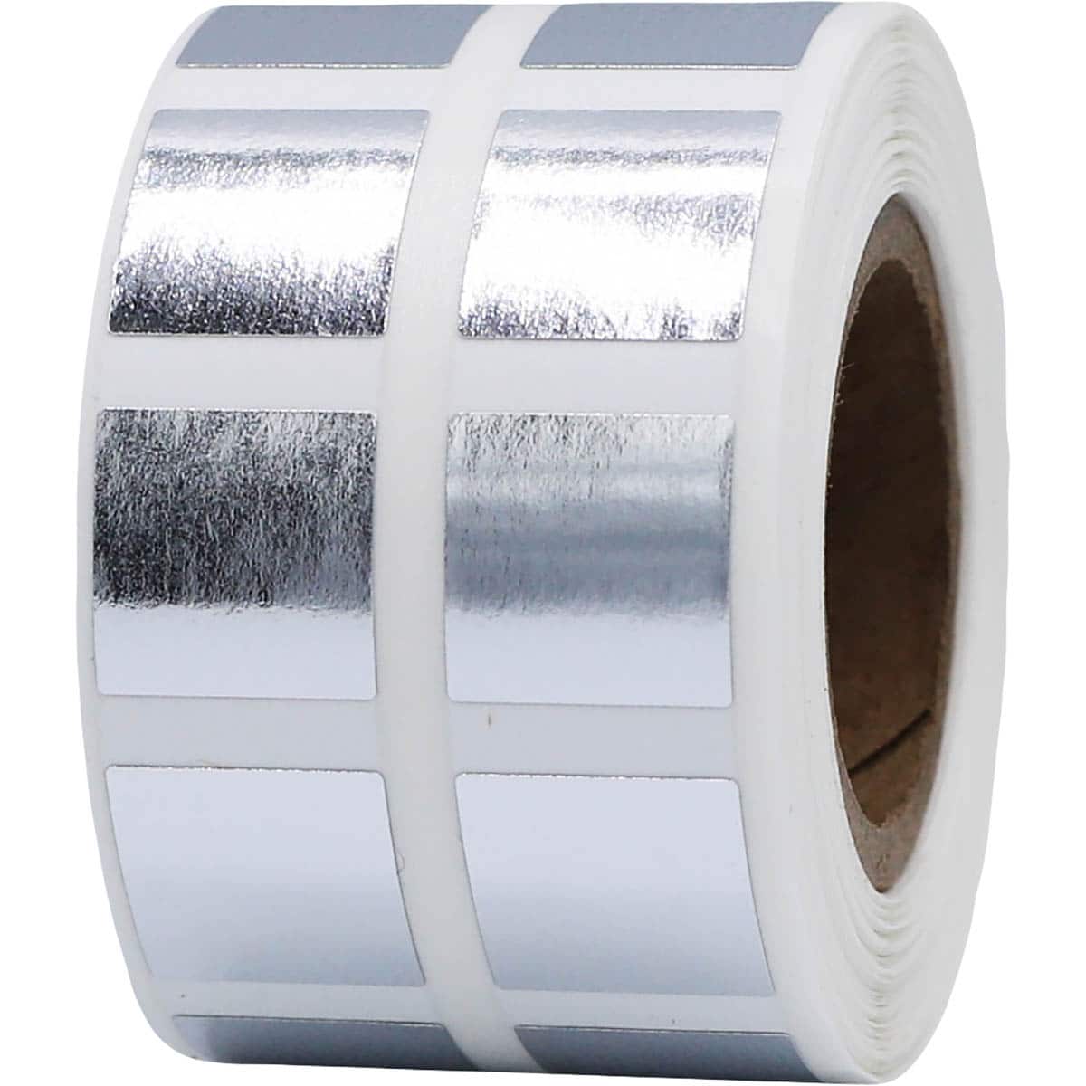 Small Metallic Silver Stickers 1/2" Square Quantity 1,000