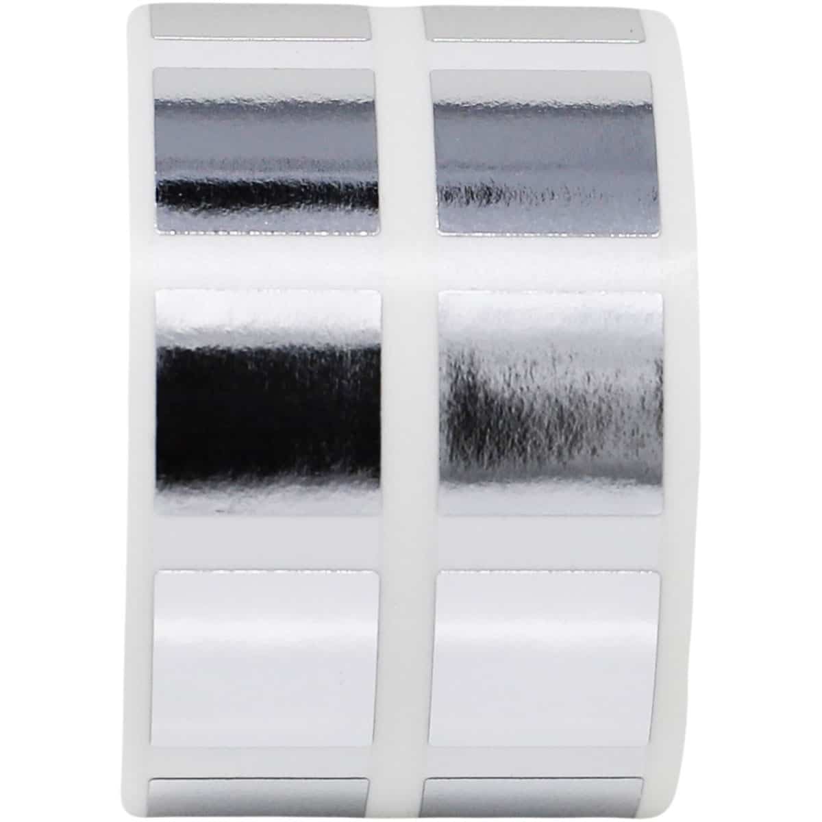 Small Metallic Silver Stickers 1/2" Square Quantity 1,000