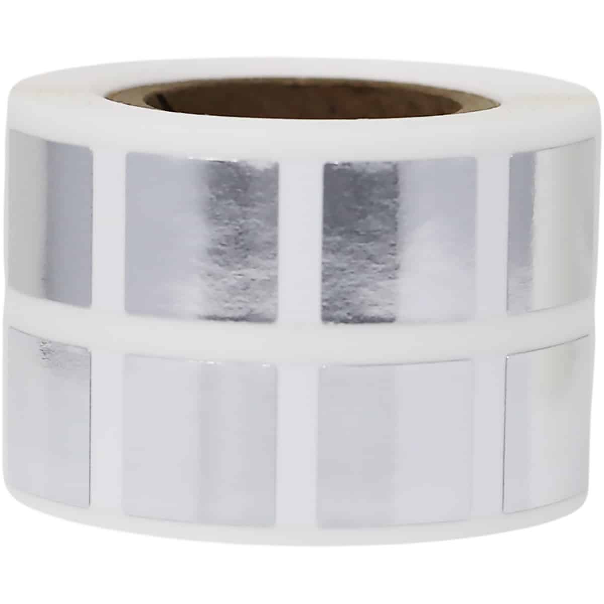 Small Metallic Silver Stickers 1/2" Square Quantity 1,000