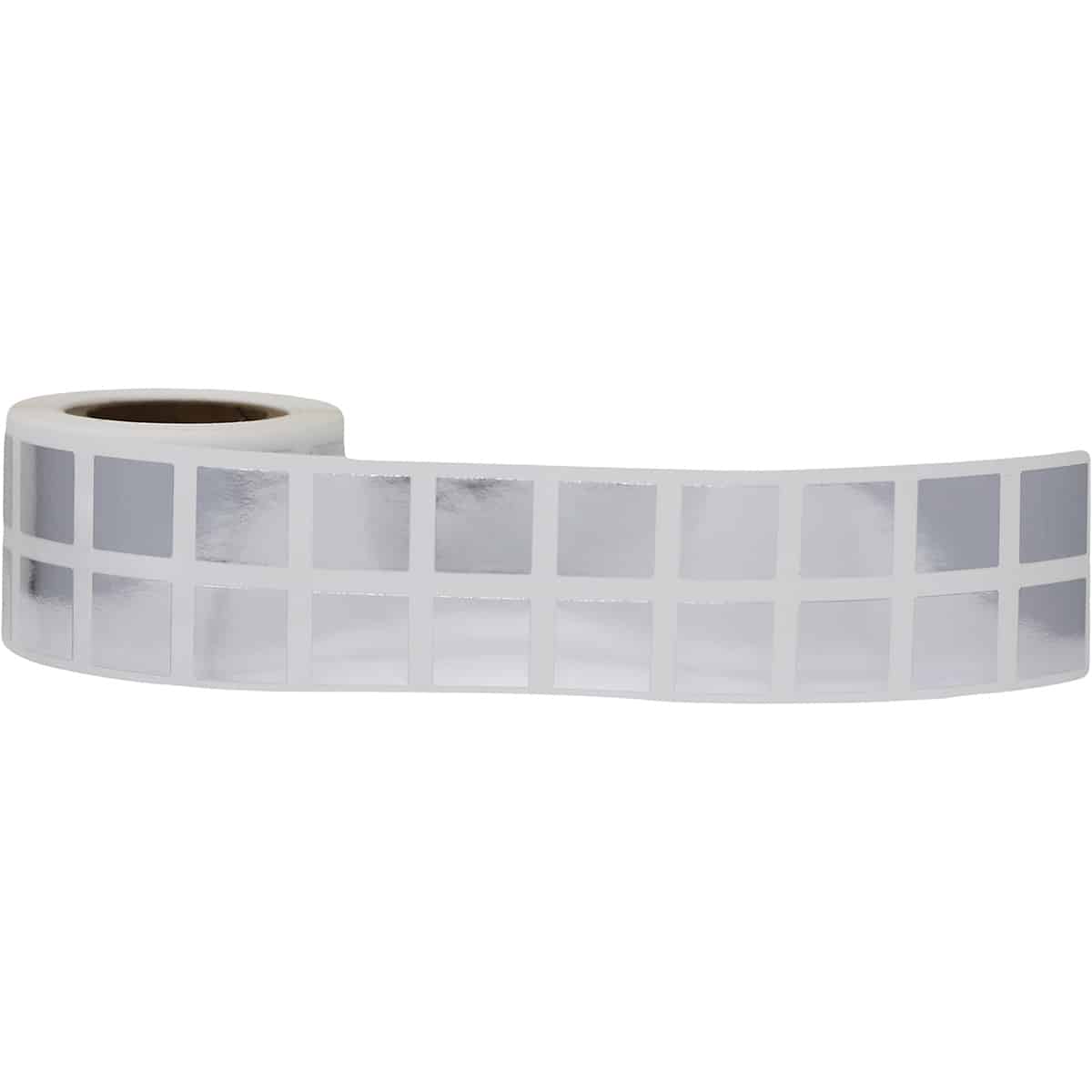 Small Metallic Silver Stickers 1/2" Square Quantity 1,000