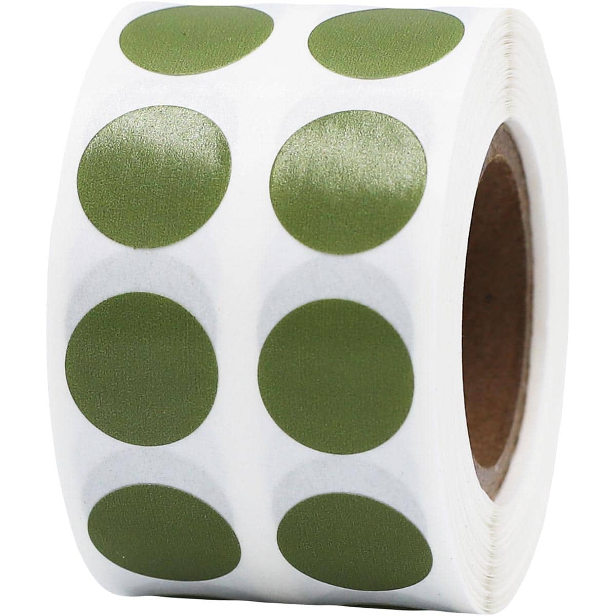 Small Olive Green Dot Stickers 1/2" Round Quantity 1,000