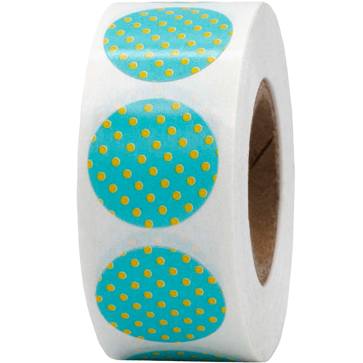 Polka Dot Stickers Teal With Yellow 3/4" Round QTY 500 Polka Dot Stickers Teal With Yellow 3/4" Round QTY 500
