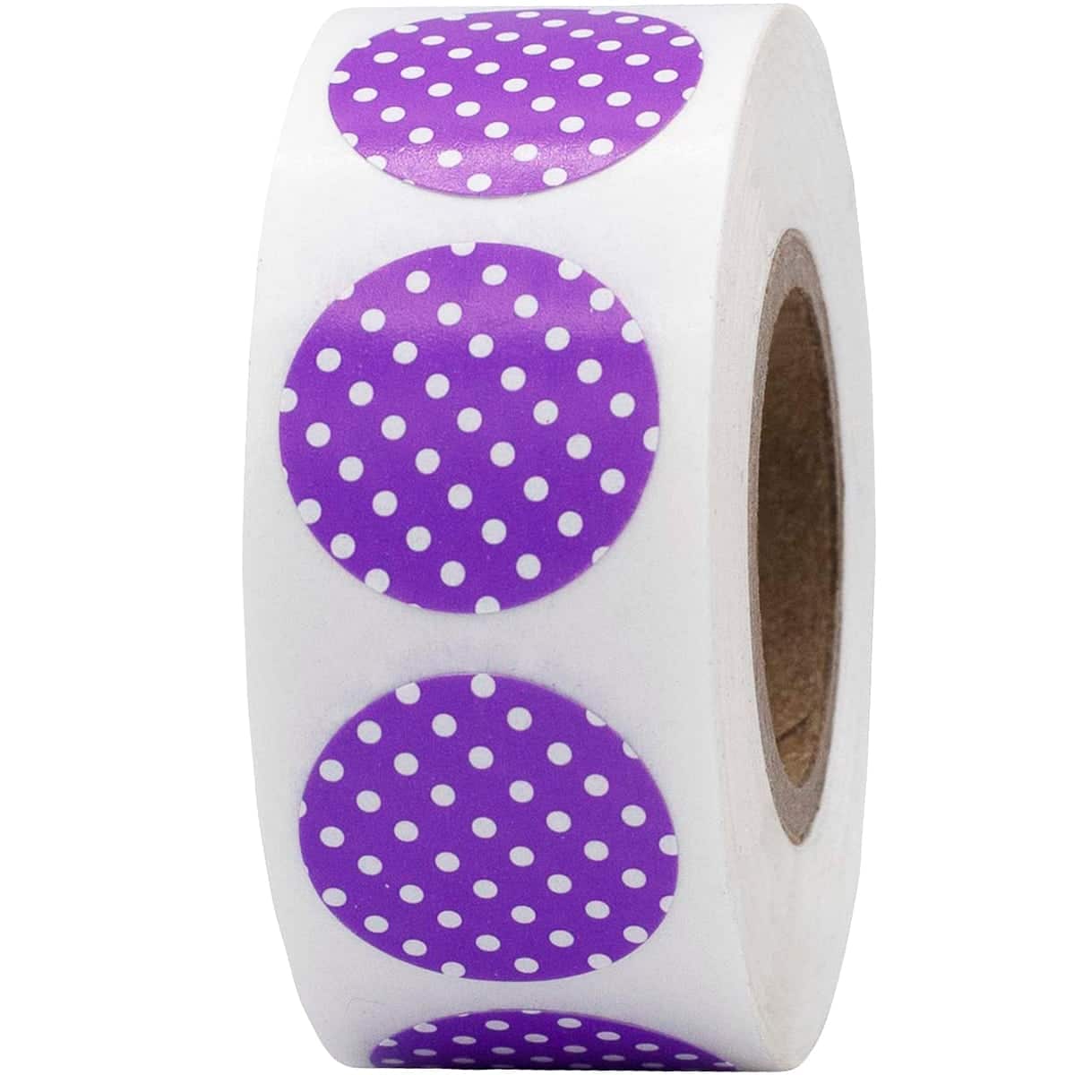 Polka Dot Stickers Purple With White 3/4" Round QTY 500