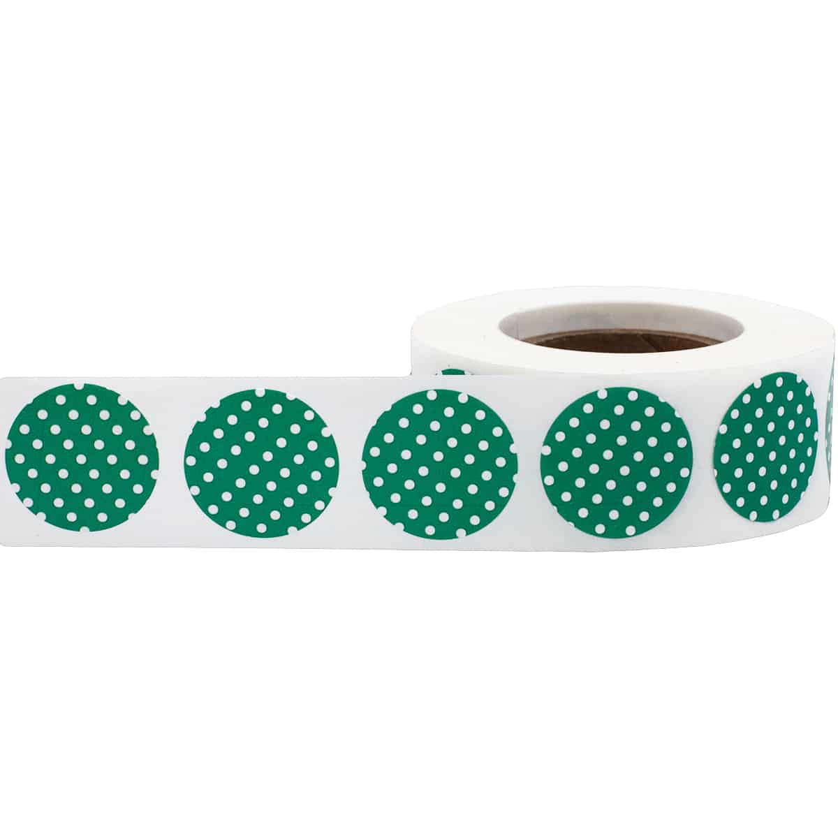 Polka Dot Stickers Green With White Polka 3/4" Round QTY 500 Polka Dot Stickers Green With White Polka 3/4" Round QTY 500