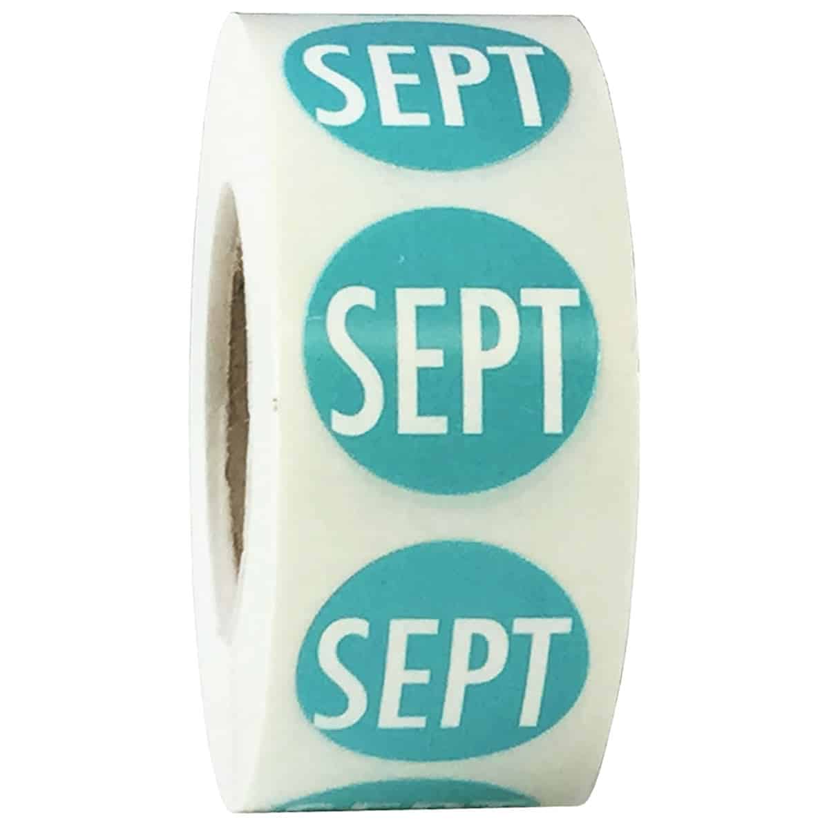 September Stickers Teal 3/4" Inch Round Quantity 500