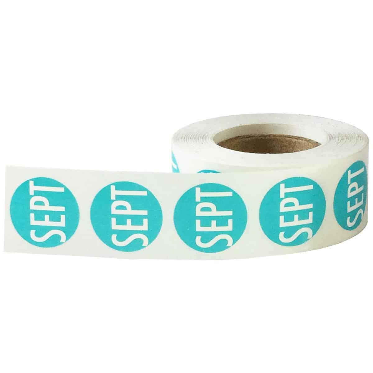 September Stickers Teal 3/4" Inch Round Quantity 500