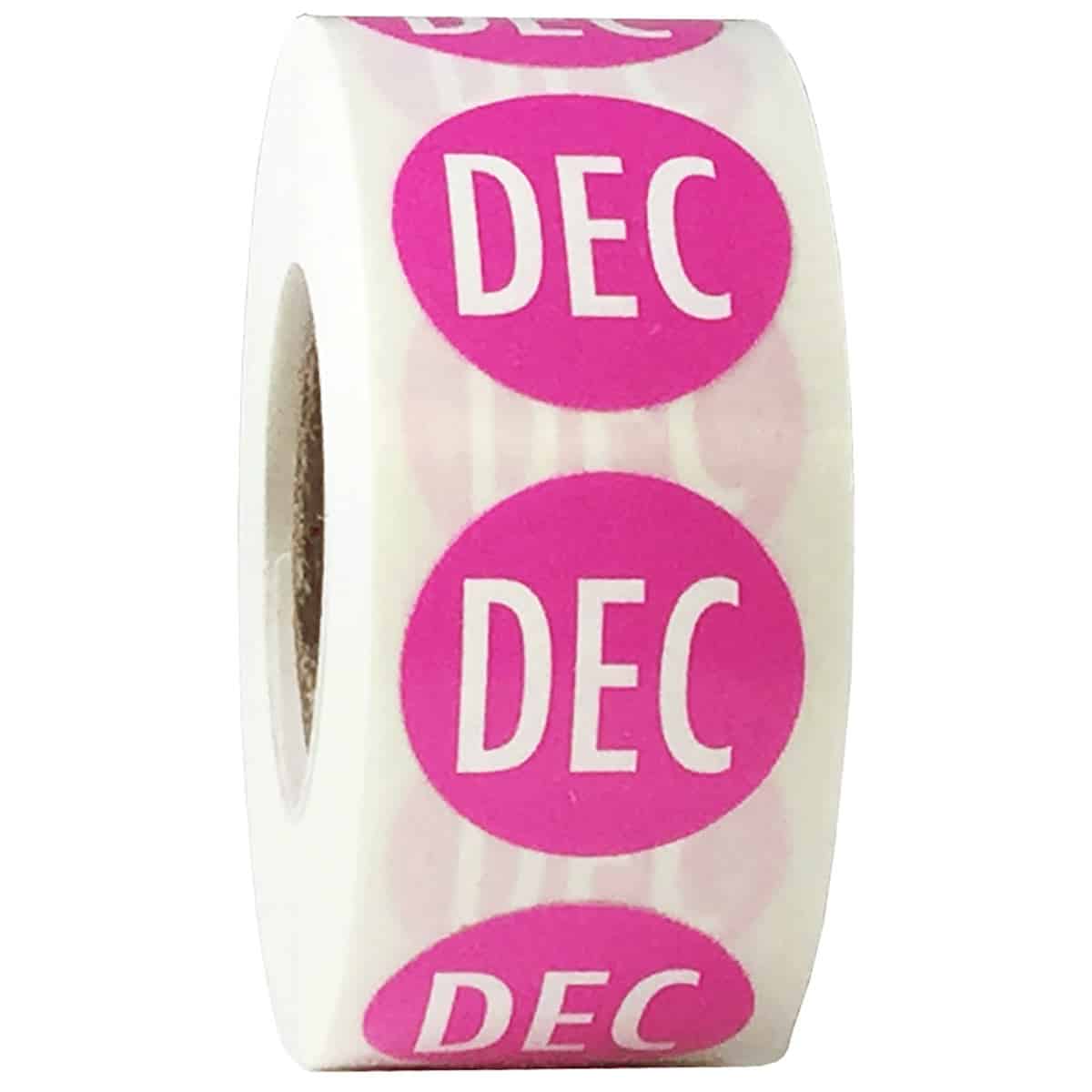 December Stickers Pink 3/4" Inch Round Quantity 500 December Stickers Pink 3/4" Inch Round Quantity 500