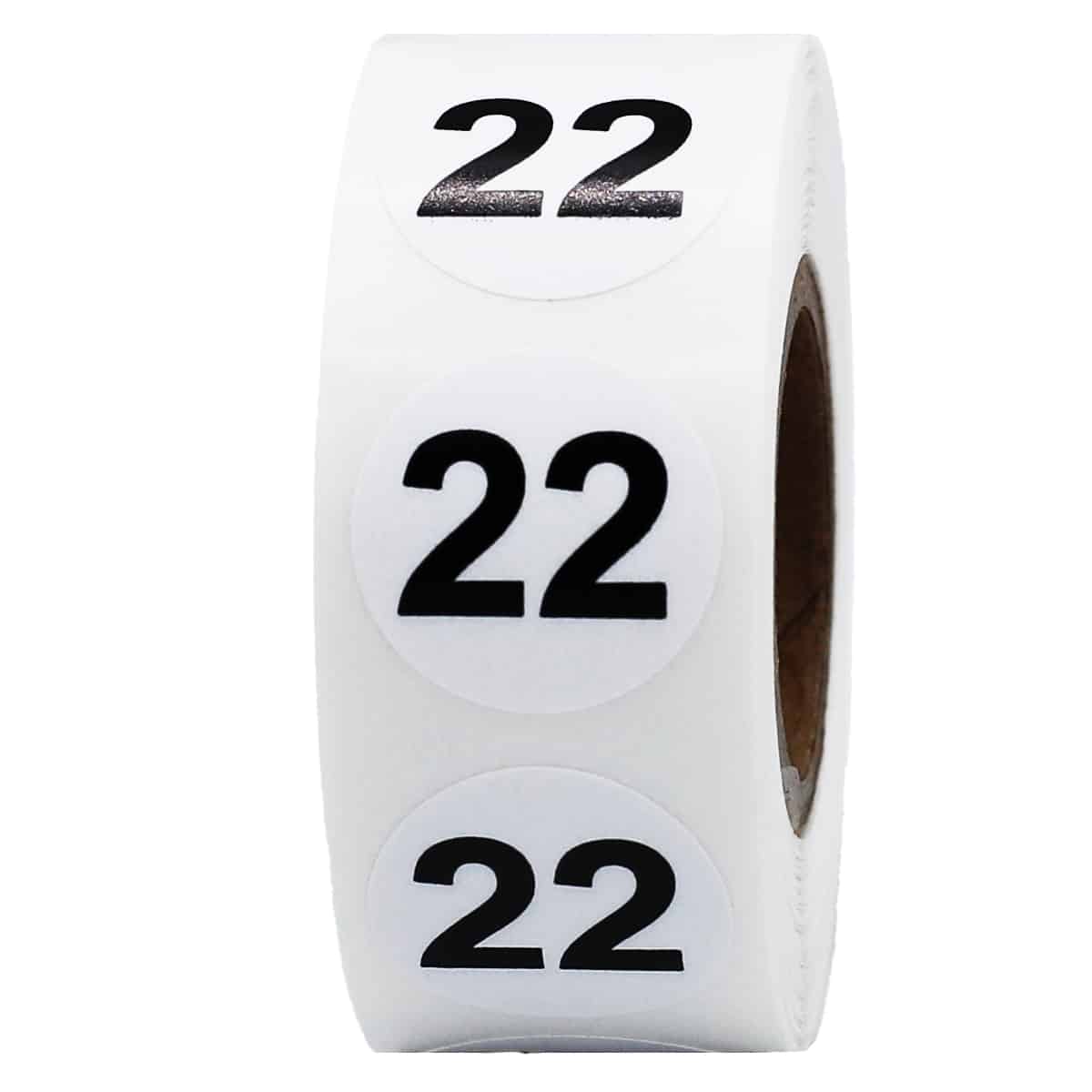 Number 22 Stickers 3/4" Round Quantity 500 Number 22 Stickers 3/4" Round Quantity 500