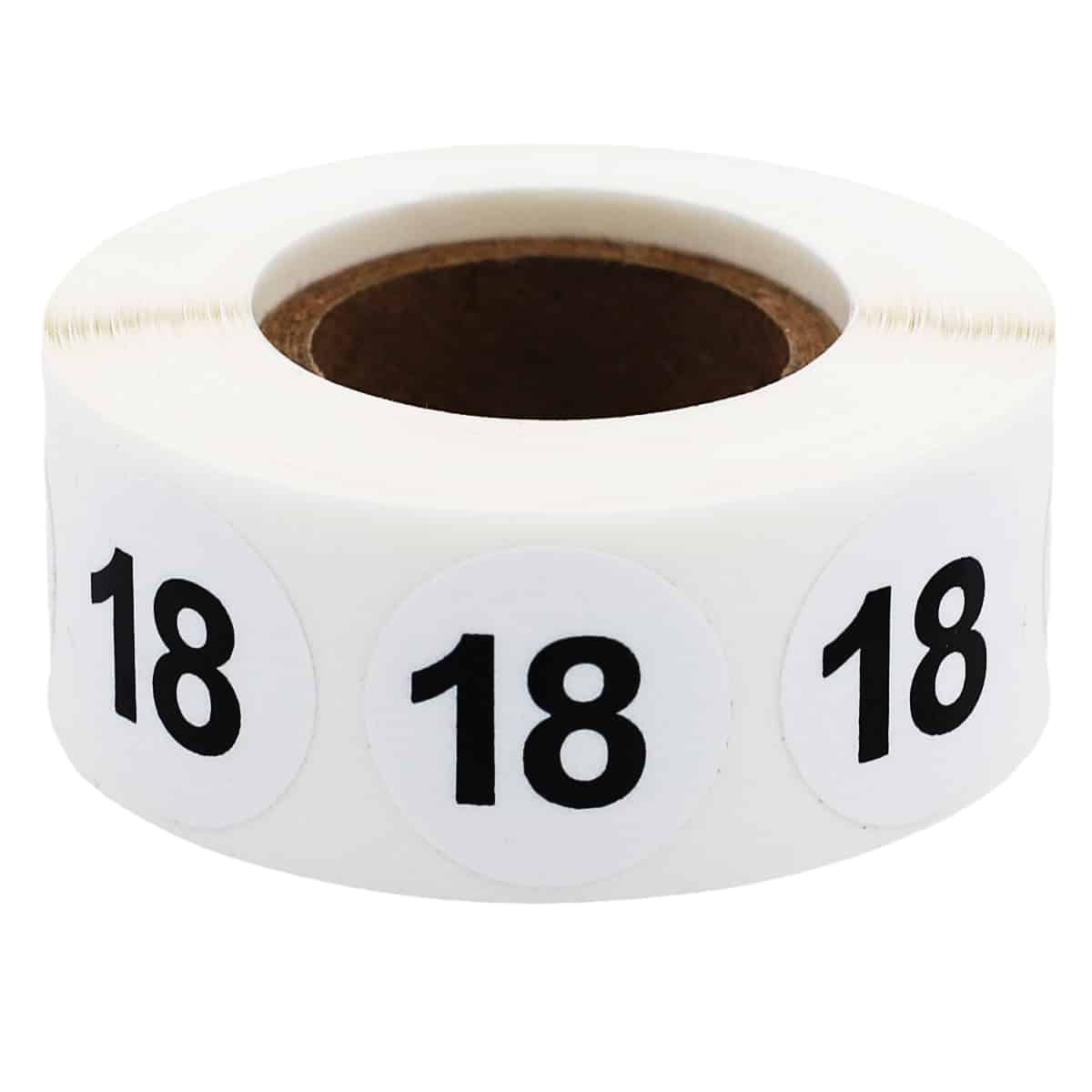 Number 18 Stickers 3/4" Round Quantity 500 Number 18 Stickers 3/4" Round Quantity 500
