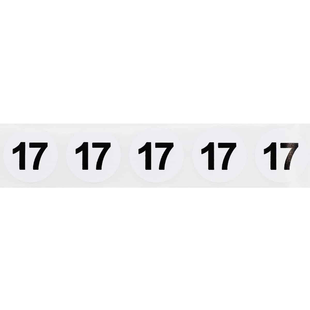 Number 17 Stickers 3/4" Round Quantity 500 Number 17 Stickers 3/4" Round Quantity 500
