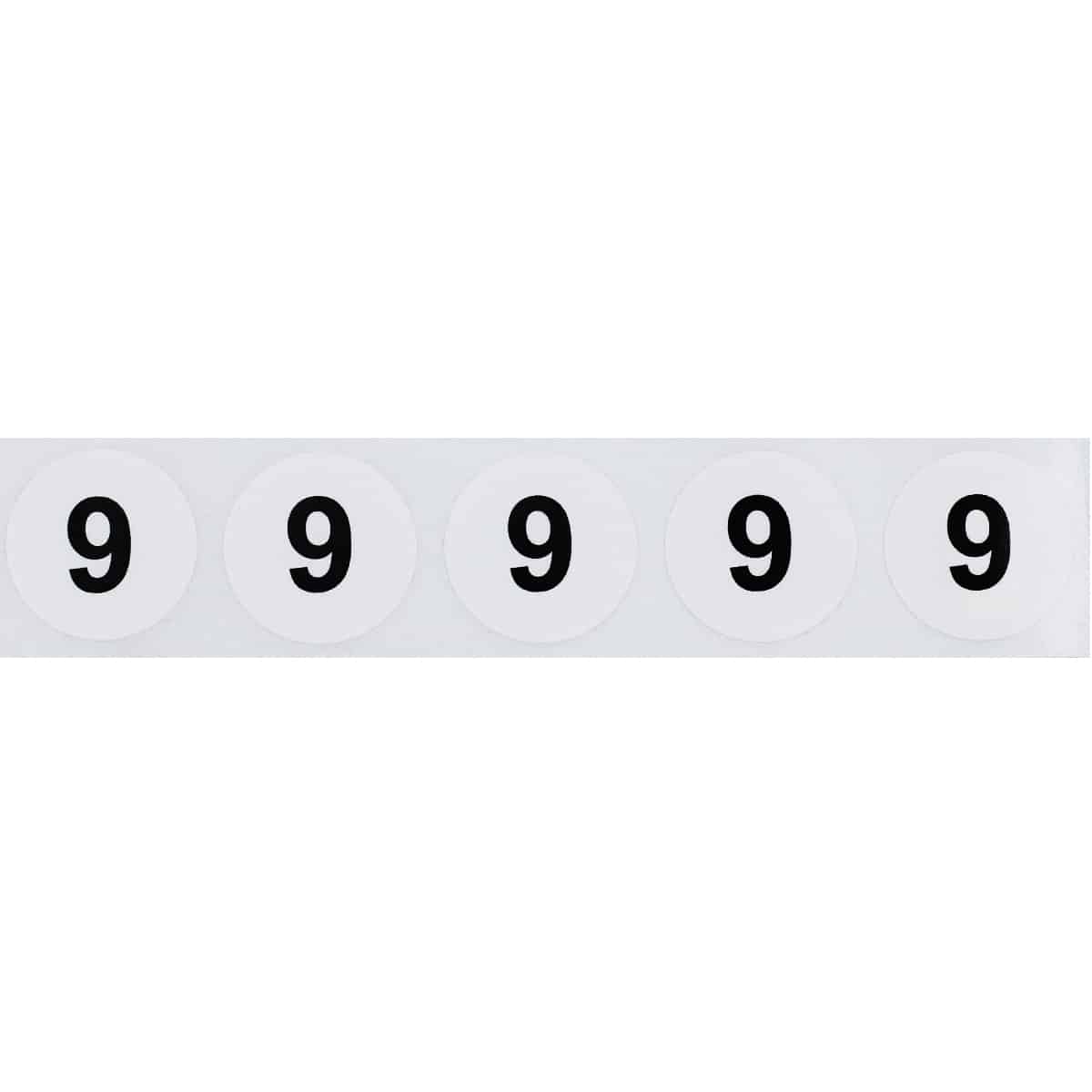 Number 9 Stickers 3/4" Round Quantity 500