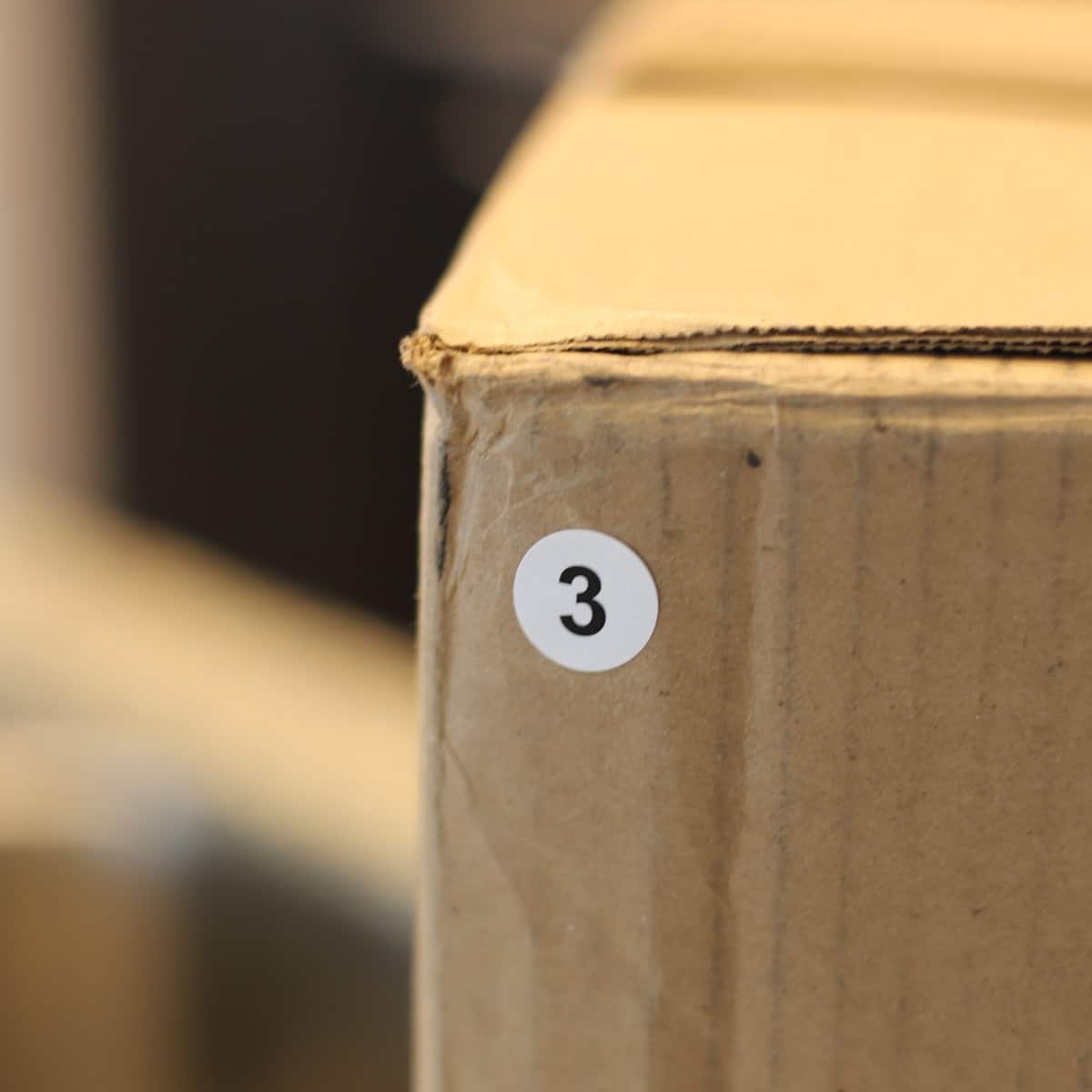 White Number 3 Stickers 3/4" Quantity 500