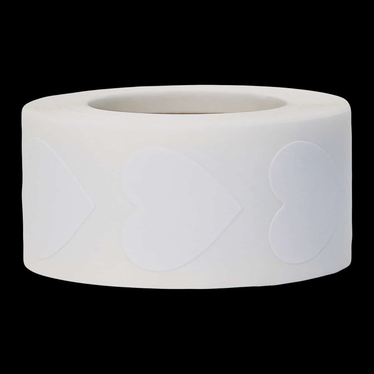 White Heart Stickers 3/4" QTY 500