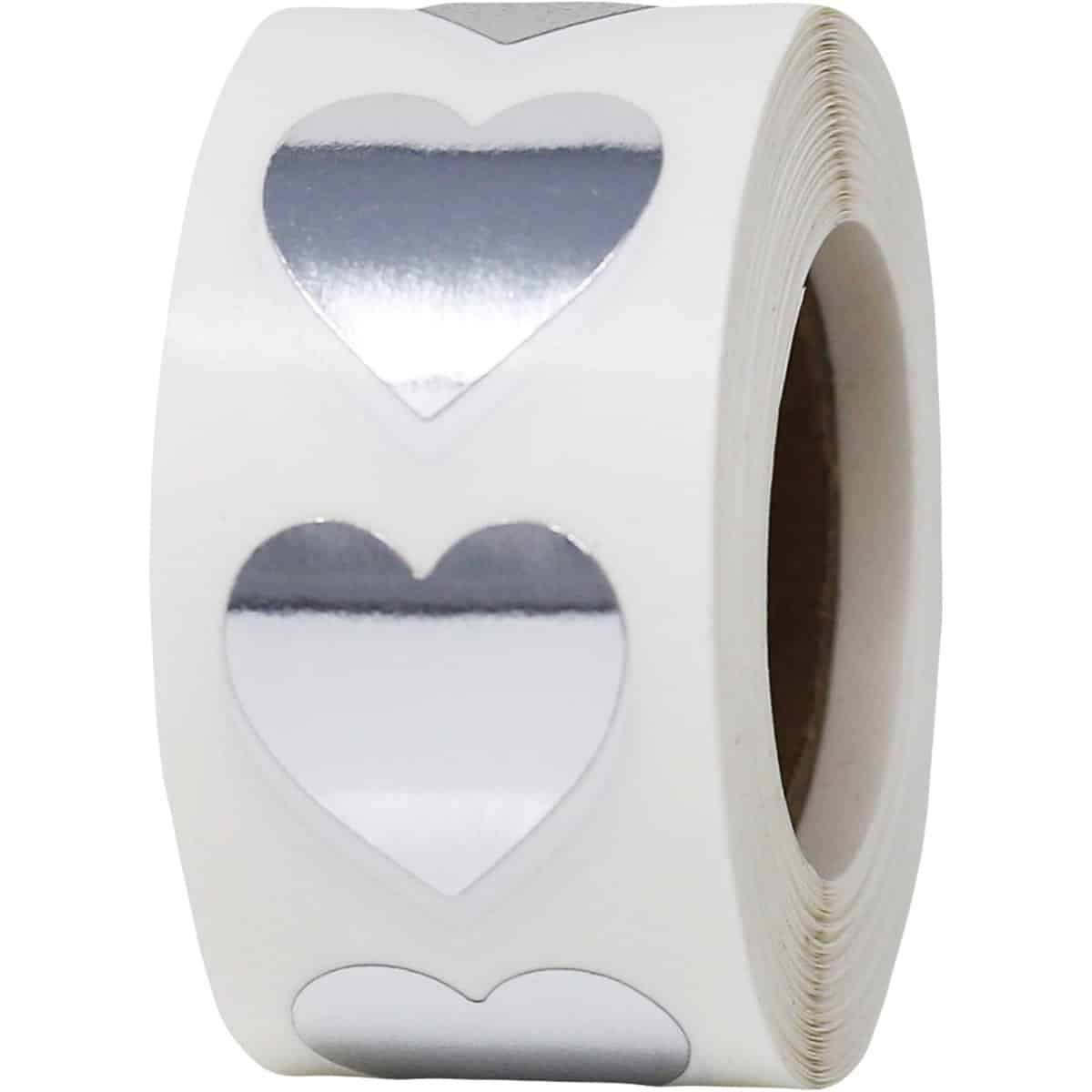 Silver Heart Stickers 3/4" QTY 500 Silver Heart Stickers 3/4" QTY 500