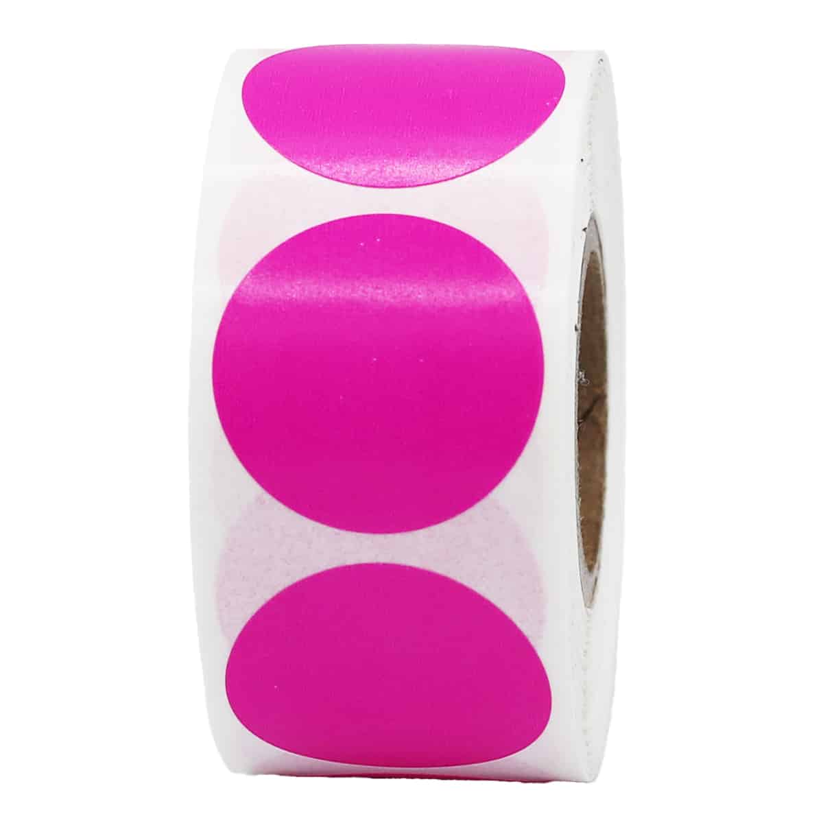 Hot Pink Labels 1" Round QTY 500