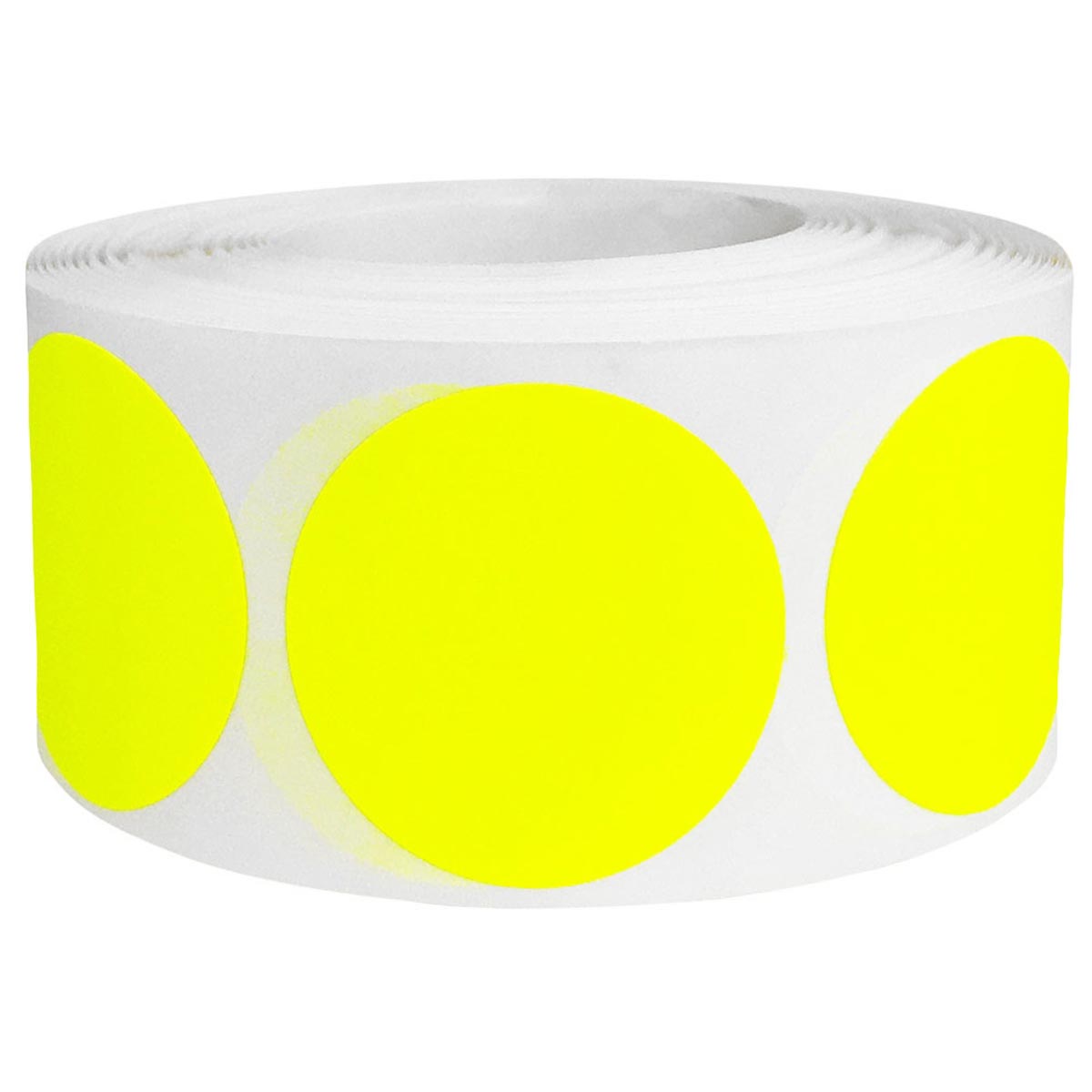 Fluorescent Yellow Stickers 1" Round QTY 500