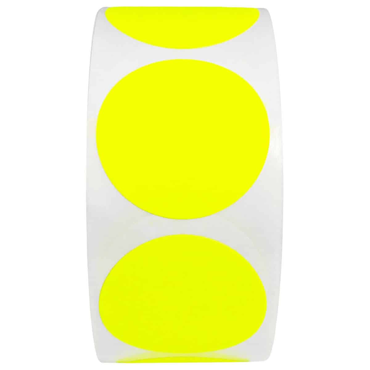 Fluorescent Yellow Stickers 1" Round QTY 500