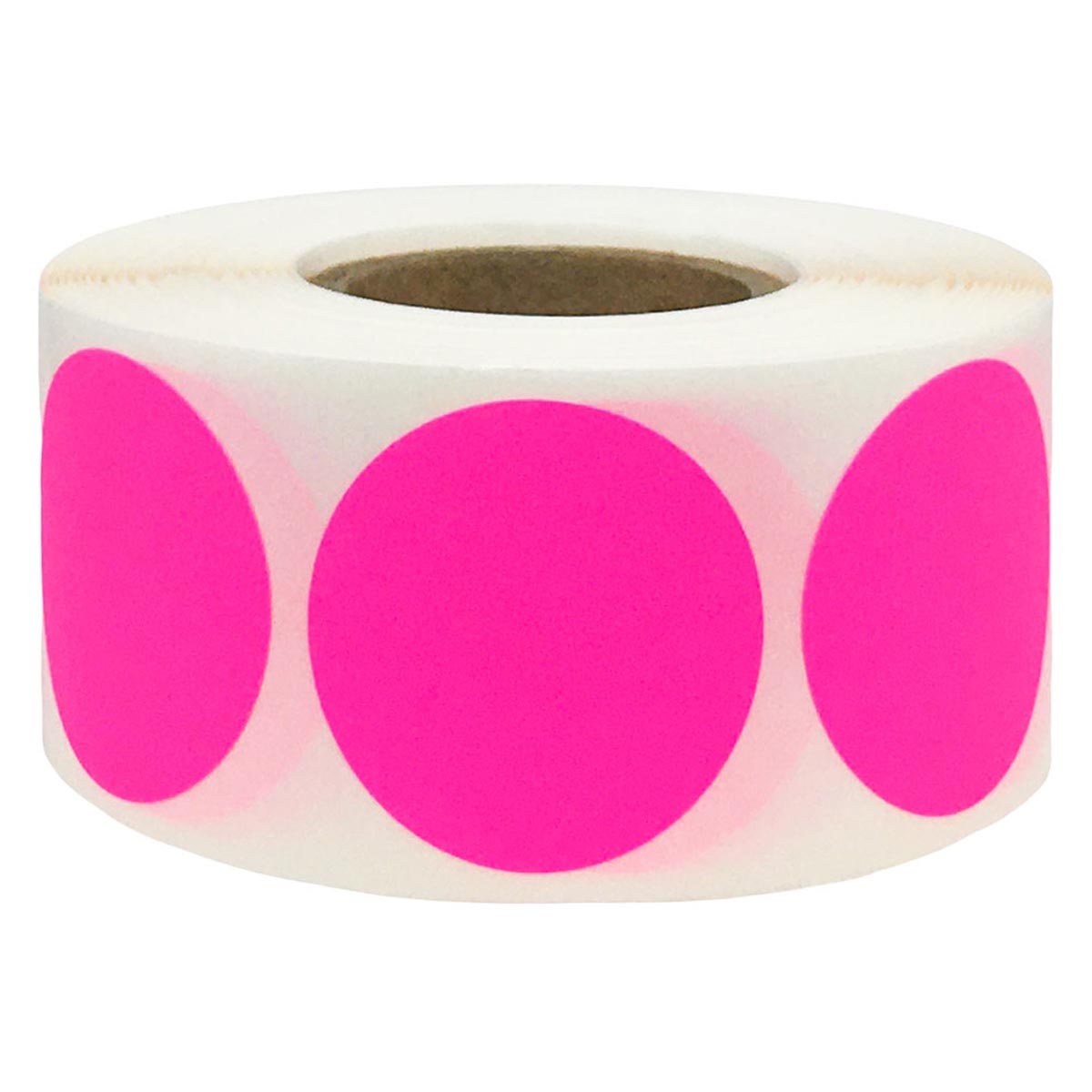 Fluorescent Pink Labels 1" Round QTY 500