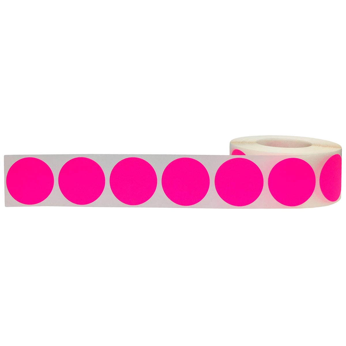 Fluorescent Pink Labels 1" Round QTY 500