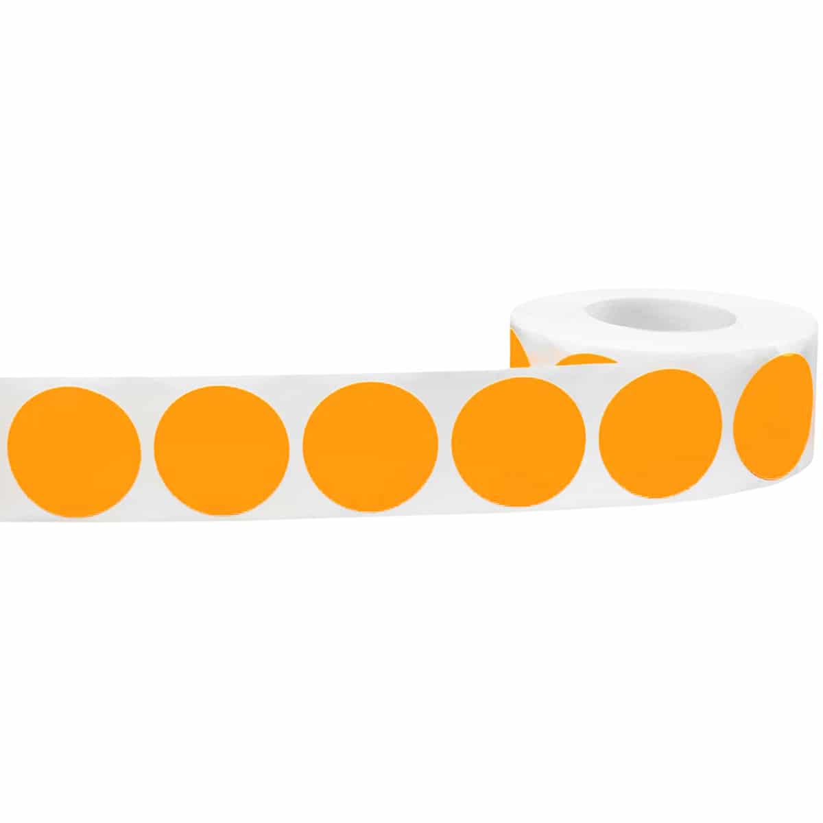 Fluorescent Orange Stickers 1" Round QTY 500