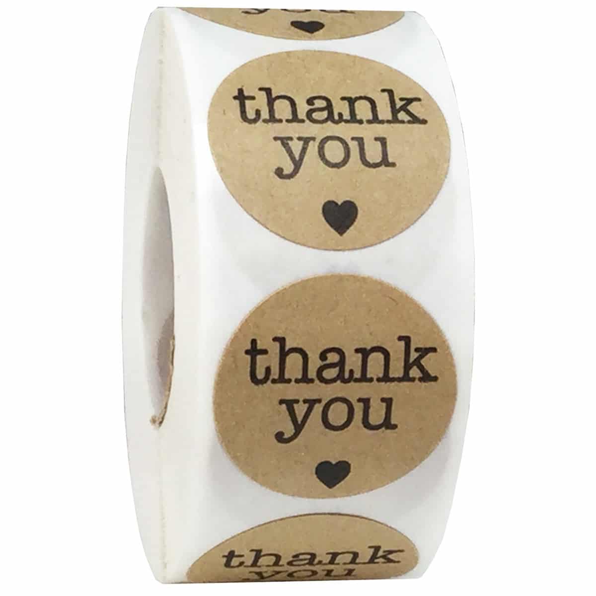 Thank You Kraft Stickers 1" Round QTY 500 Thank You Kraft Stickers 1" Round QTY 500