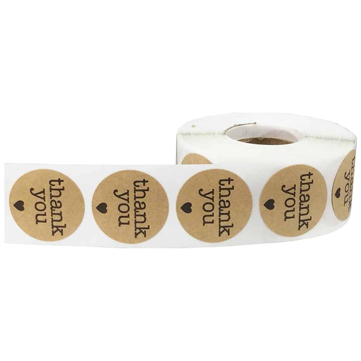 Thank You Kraft Stickers 1" Round QTY 500 Thank You Kraft Stickers 1" Round QTY 500