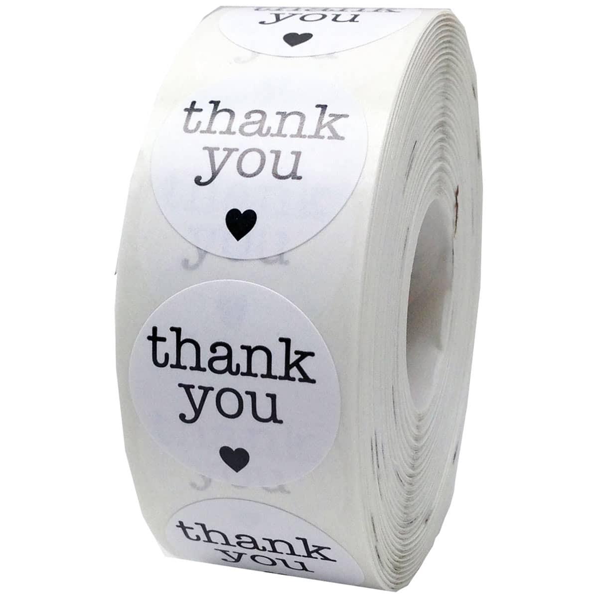 White Thank You Stickers 1" Round QTY 500
