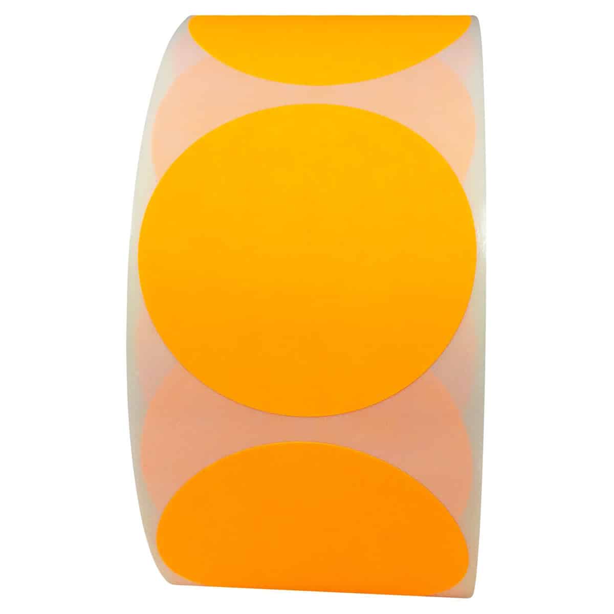 Fluorescent Orange Stickers 2" Round QTY 500