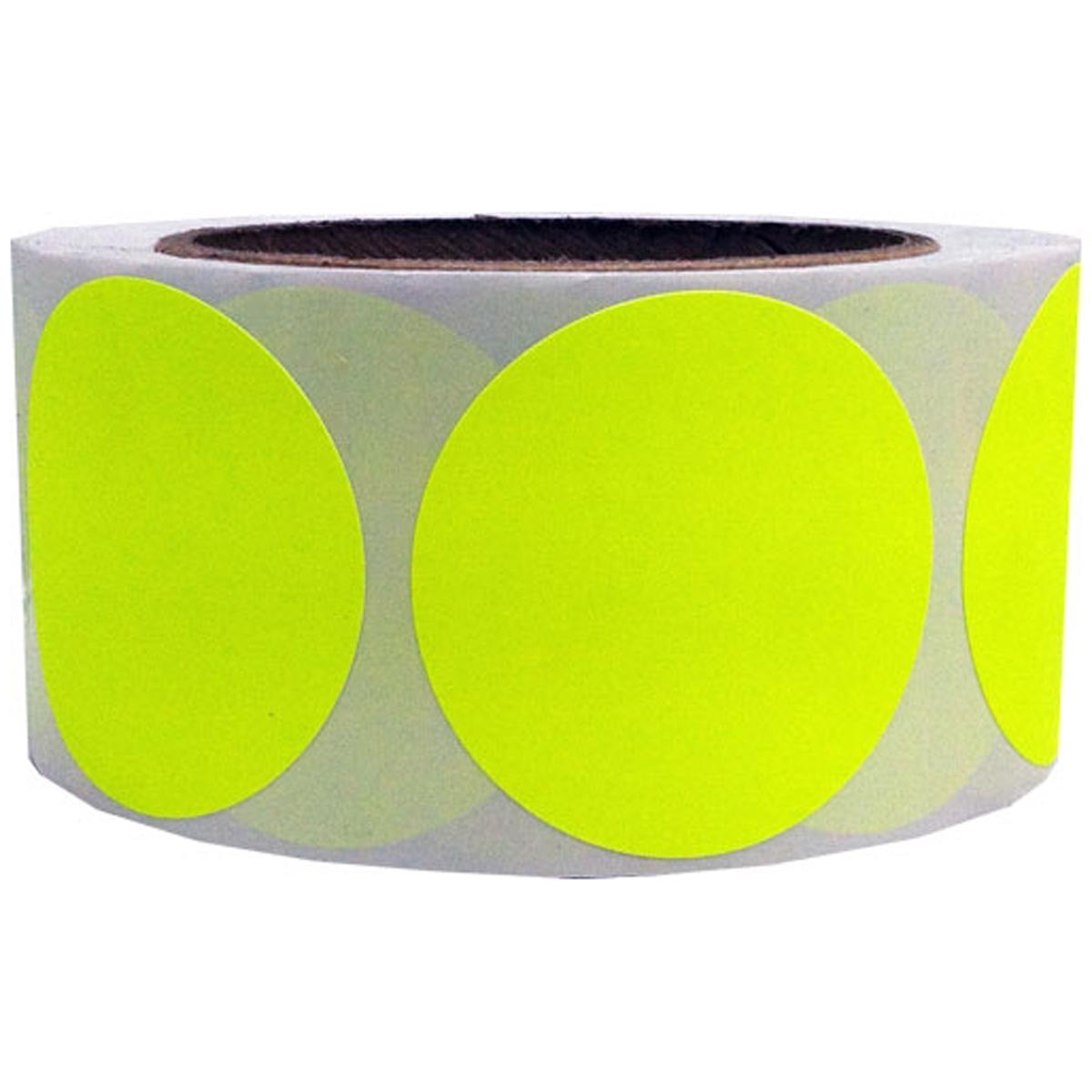 Fluorescent Yellow Stickers 2" Round QTY 500